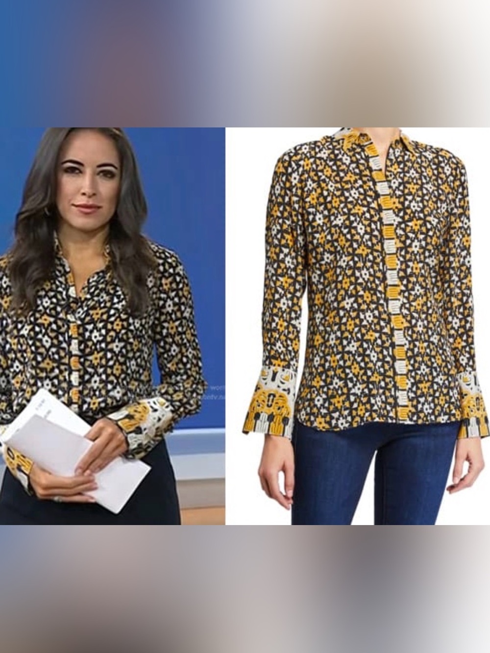 EUC Kobi Haperin sxXXL Marla 100% Silk Patterned Button-Front Blouse…